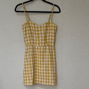 Reformation Yellow & White Gingham Mini Dress